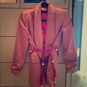 Choosy Blazer - pink satin with red piping & belt